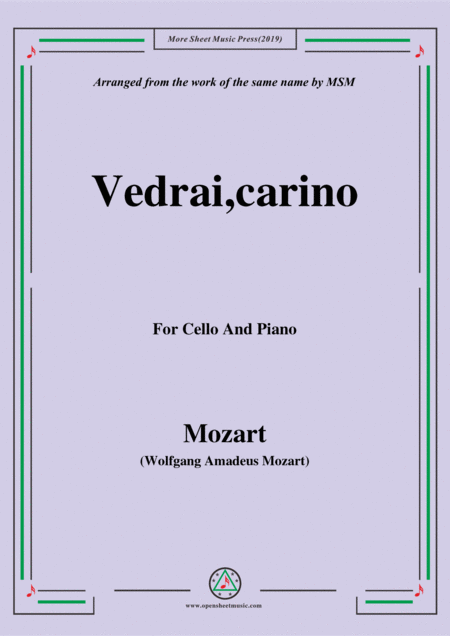 Mozart Vedrai Carino For Cello And Piano Sheet Music