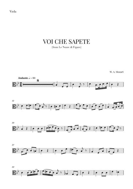 Mozart Voi Che Sapete For Cello Sheet Music