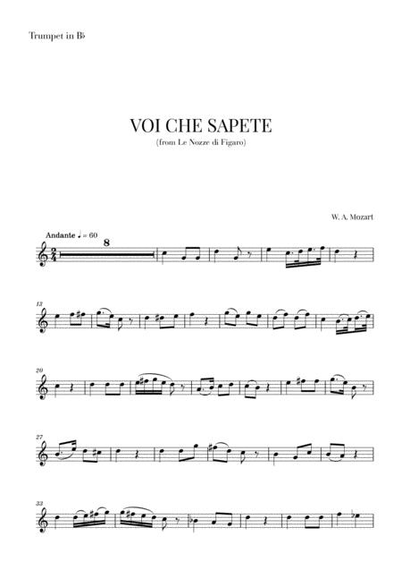 Mozart Voi Che Sapete For Trumpet Sheet Music