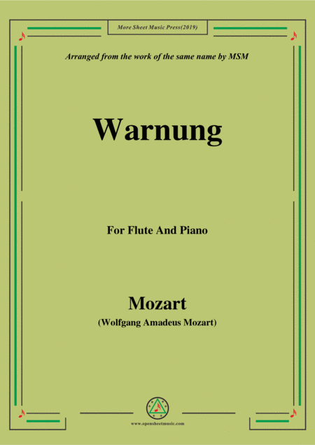 Mozart Warnung For Flute And Piano Sheet Music