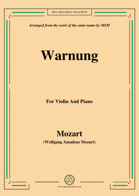 Mozart Warnung For Violin And Piano Sheet Music