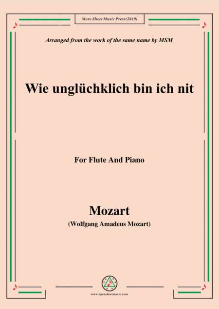 Mozart Wie Unglchklich Bin Ich Nit For Flute And Piano Sheet Music