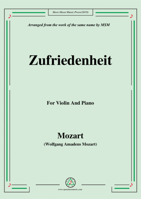 Free Sheet Music Mozart Zufriedenheit For Violin And Piano