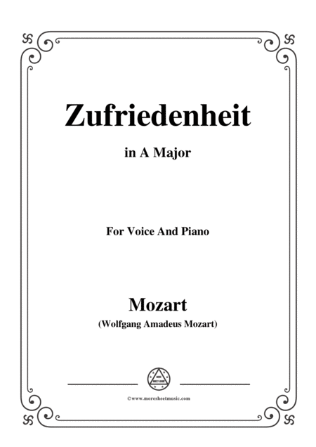 Free Sheet Music Mozart Zufriedenheit In A Major For Voice And Piano