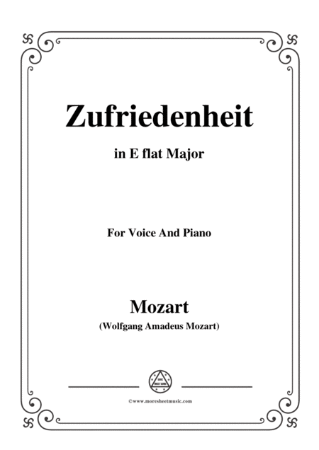 Free Sheet Music Mozart Zufriedenheit In E Flat Major For Voice And Piano