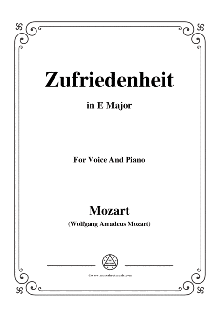 Free Sheet Music Mozart Zufriedenheit In E Major For Voice And Piano