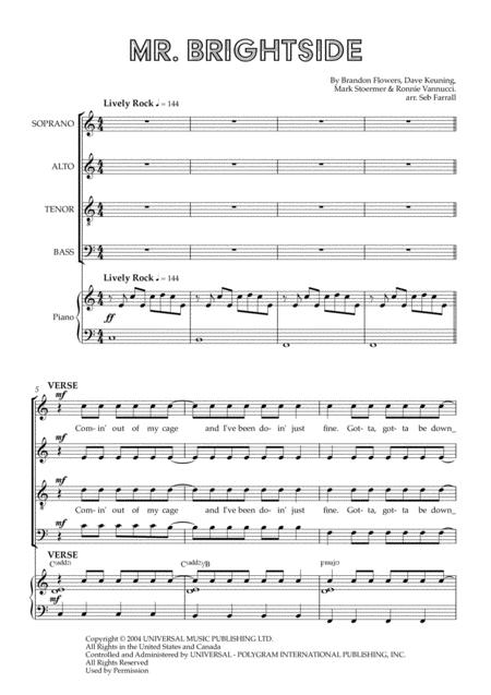 Free Sheet Music Mr Brightside Satb