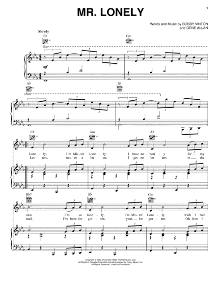 Mr Lonely Sheet Music