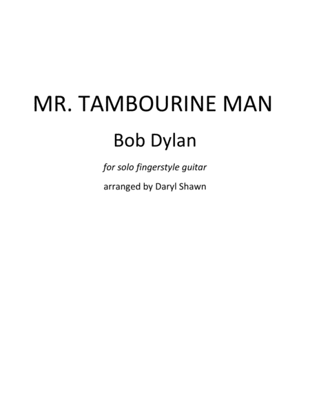 Free Sheet Music Mr Tambourine Man For Solo Fingerstyle Guitar