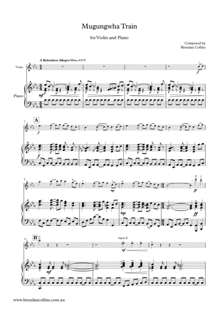 Mugungwha Train For Violin Solo And Piano Sheet Music