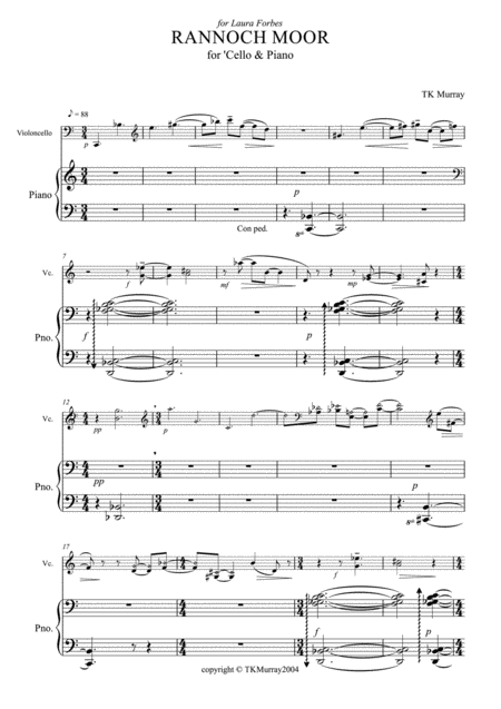 Free Sheet Music Murray Rannoch Moor For Cello Piano