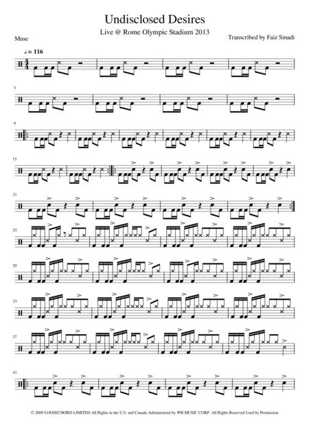 Free Sheet Music Muse Undisclosed Desires Live