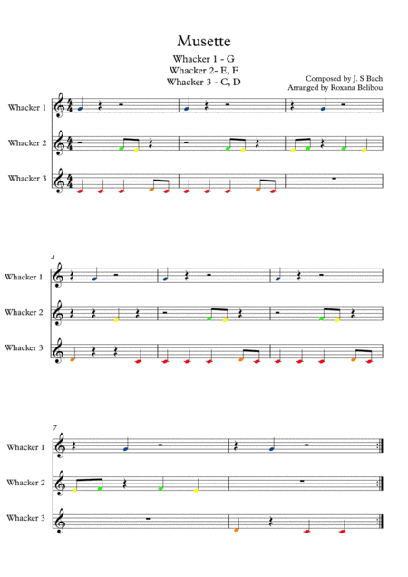 Musette For 8 Notes Diatonic Boomwhackers Sheet Music