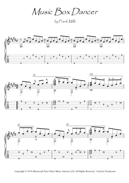 Free Sheet Music Music Box Dancer Guitar Fingerstyle