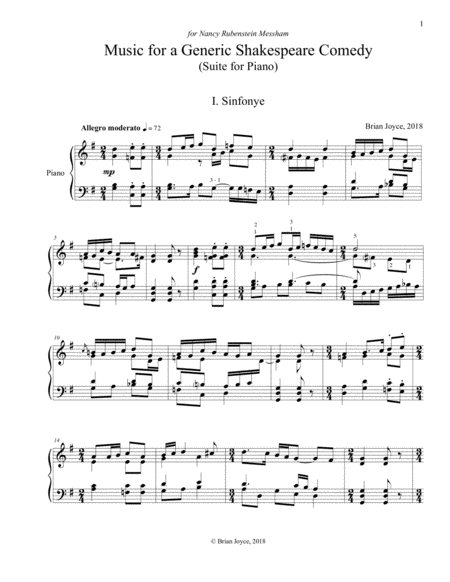 Music For A Generic Shakespeare Comedy Suite For Piano Sheet Music