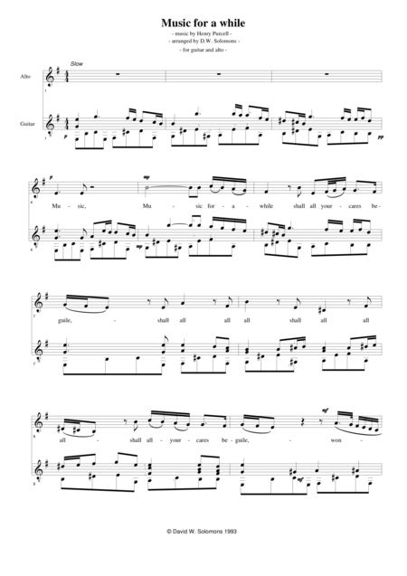 Music For A While With Guitar Accompaniment Sheet Music