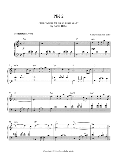 Music For Ballet Class Pli 2 From Music For Ballet Class Vol 1 By Sren Bebe Sheet Music