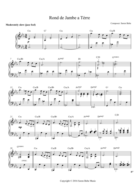 Free Sheet Music Music For Ballet Class Rond De Jambe A Trre