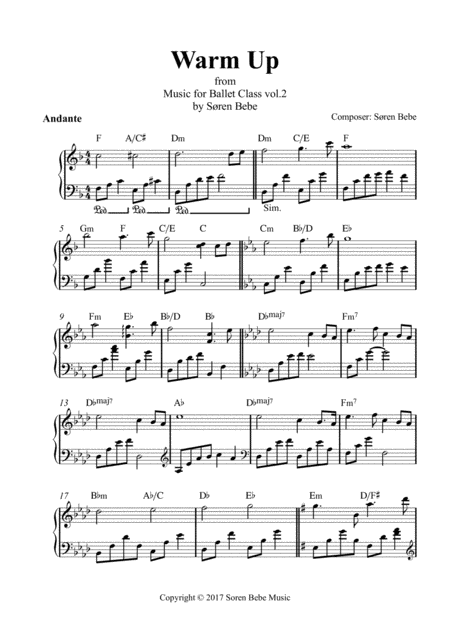 Free Sheet Music Music For Ballet Class Warm Up From Music For Ballet Class Vol 2 By Sren Bebe