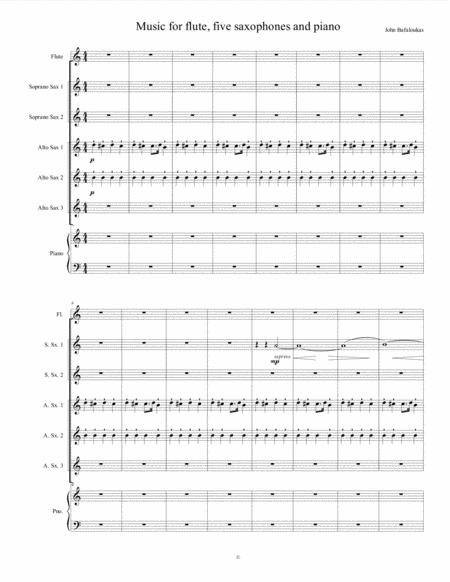 Music For Flute Five Saxophones And Piano Sheet Music