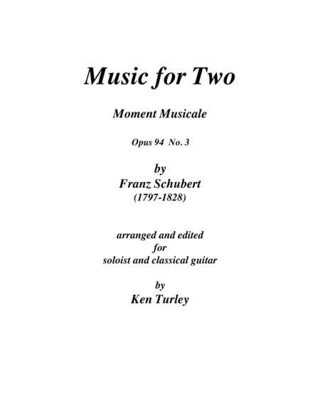 Free Sheet Music Music For Two Schubert Moment Musicale No 3