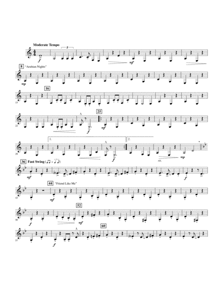 Music From Aladdin Arr Johnnie Vinson Pt 5 Bb Bass Clarinet Sheet Music