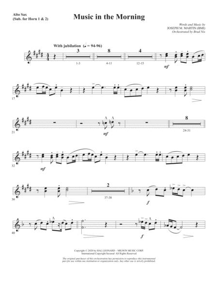 Free Sheet Music Music In The Morning Alto Sax 1 2 Sub Horn 1 2