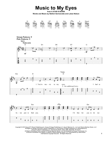 Music To My Eyes From A Star Is Born Sheet Music