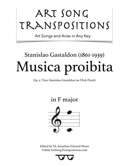 Musica Proibita Op 5 F Major Sheet Music