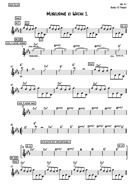 Free Sheet Music Muskurane Ki Wajah Tum Ho Arijit Singh