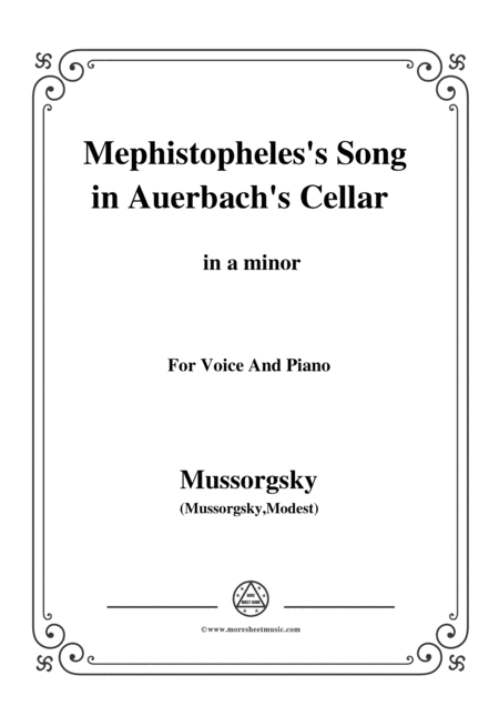 Mussorgsky Mephistopheless Song In Auerbachs Cellar In A Minor For Voice And Piano Sheet Music