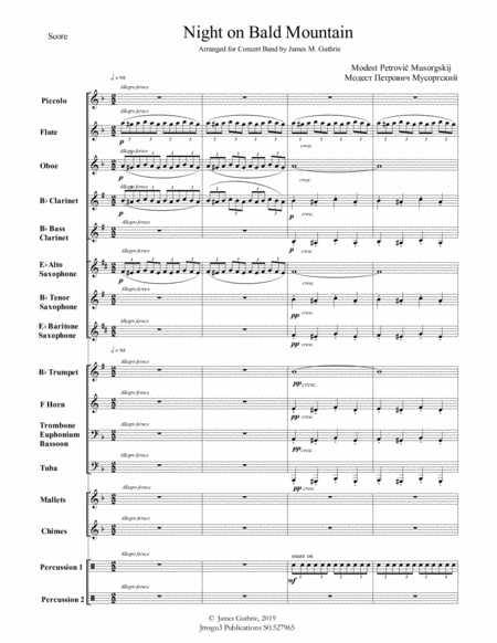 Mussorgsky Night On Bald Mountain For Concert Band Sheet Music