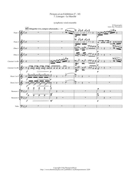Free Sheet Music Mussorgsky Pictures At An Exhibition Nos 7 To 11 Symphonic Wind Ensemble