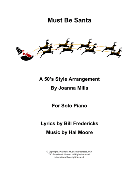 Free Sheet Music Must Be Santa A 50s Style Piano Solo