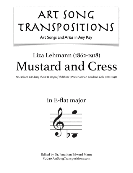 Mustard And Cress Transposed To E Flat Major Sheet Music