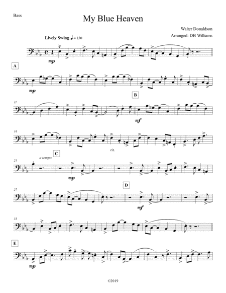 Free Sheet Music My Blue Heaven Bass