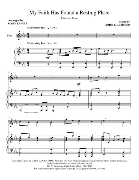 My Faith Has Found A Resting Place Flt Piano And Flt Part Sheet Music