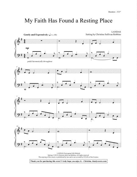 My Faith Has Found A Resting Place Sheet Music