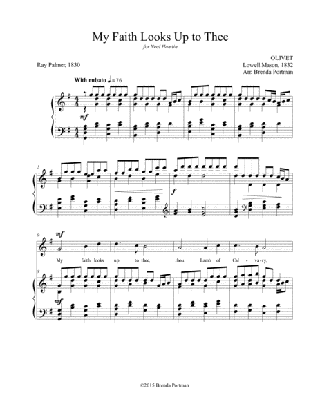 Free Sheet Music My Faith Looks Up To Thee Olivet High Voice Arr Brenda Portman