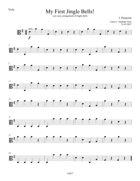 My First Jingle Bells Easy Arrangement Of J Pierpoints Piece For Beginning Children String Orchestra Viola Part Only Sheet Music