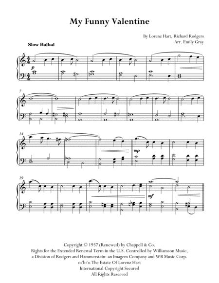 Free Sheet Music My Funny Valentine Simple Solo Piano Arrangement
