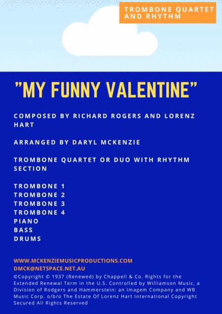 Free Sheet Music My Funny Valentine Trombone Quartet Or Duo With Rhythm Section