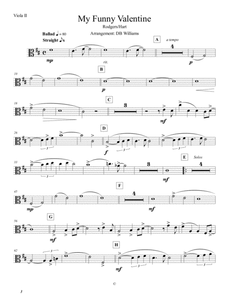 Free Sheet Music My Funny Valentine Viola Ii