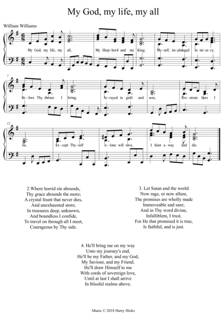 Free Sheet Music My God My Life My All A New Tune To A Wonderful William Williams Hymn