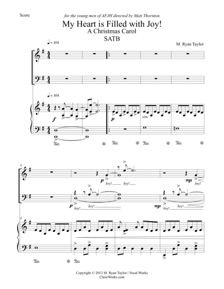 My Heart Is Filled With Joy A Christmas Carol For Satb Choir Piano Sheet Music