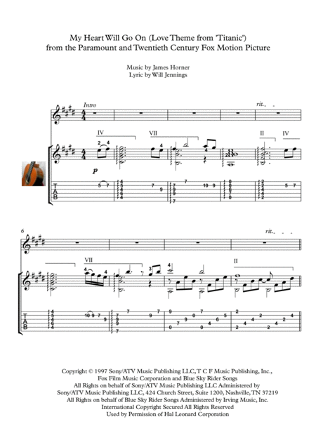 Free Sheet Music My Heart Will Go On Classical Guitar