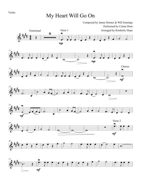 My Heart Will Go On Love Theme From Titanic By Celine Dion Easy Beginner Violin Solo Sheet Music