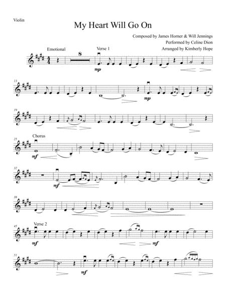 My Heart Will Go On Love Theme From Titanic By Celine Dion Violin Solo Sheet Music