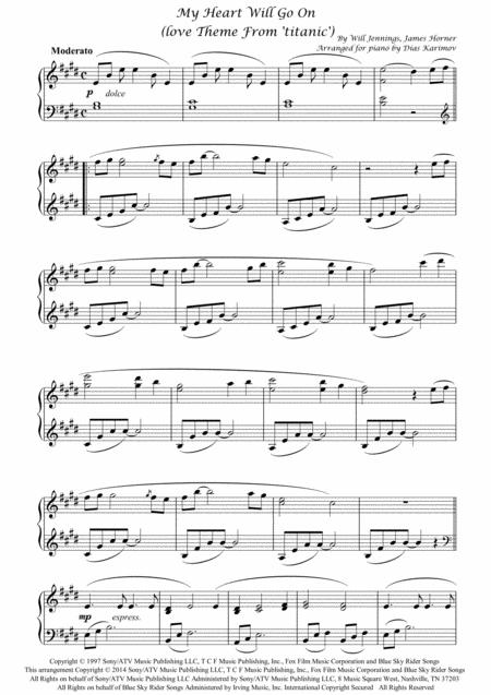 Free Sheet Music My Heart Will Go On Love Theme From Titanic For Piano