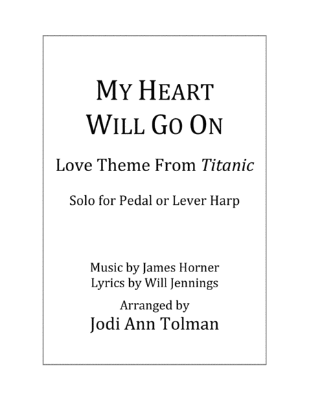 My Heart Will Go On Love Theme From Titanic Harp Solo Sheet Music